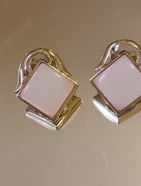 Vintage Coro Clip-on Earrings, 1950s Pink Lucite Jewelry